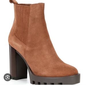 ANTONIO MELANI Pascal Suede Gore Detailed Lug Sole Platform Ankle Boots, NWOT